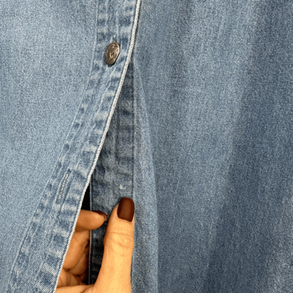 ORVIS Women’s Denim Shirt Dress Midi Blue Size S 100% cotton Western Minimalist - Picture 9 of 9